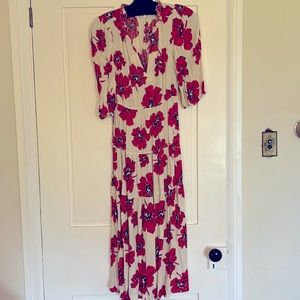 Long midi ivory and red Poppy Dress by ba&sh size small